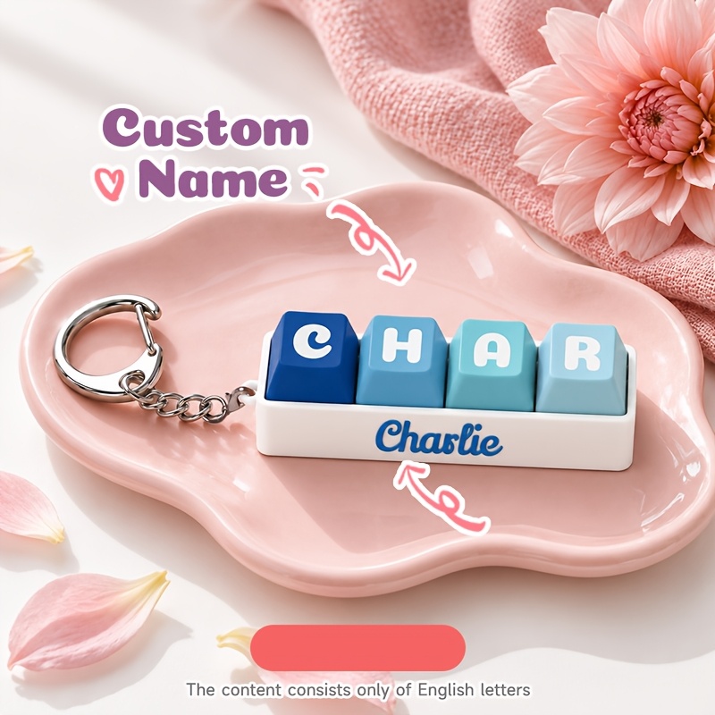 TEMU [customization] 1pc Personalized Custom Gradient Color Letter Keycap Keychain, Customizable Letters And Text, Colorful Gradient Single Key Press