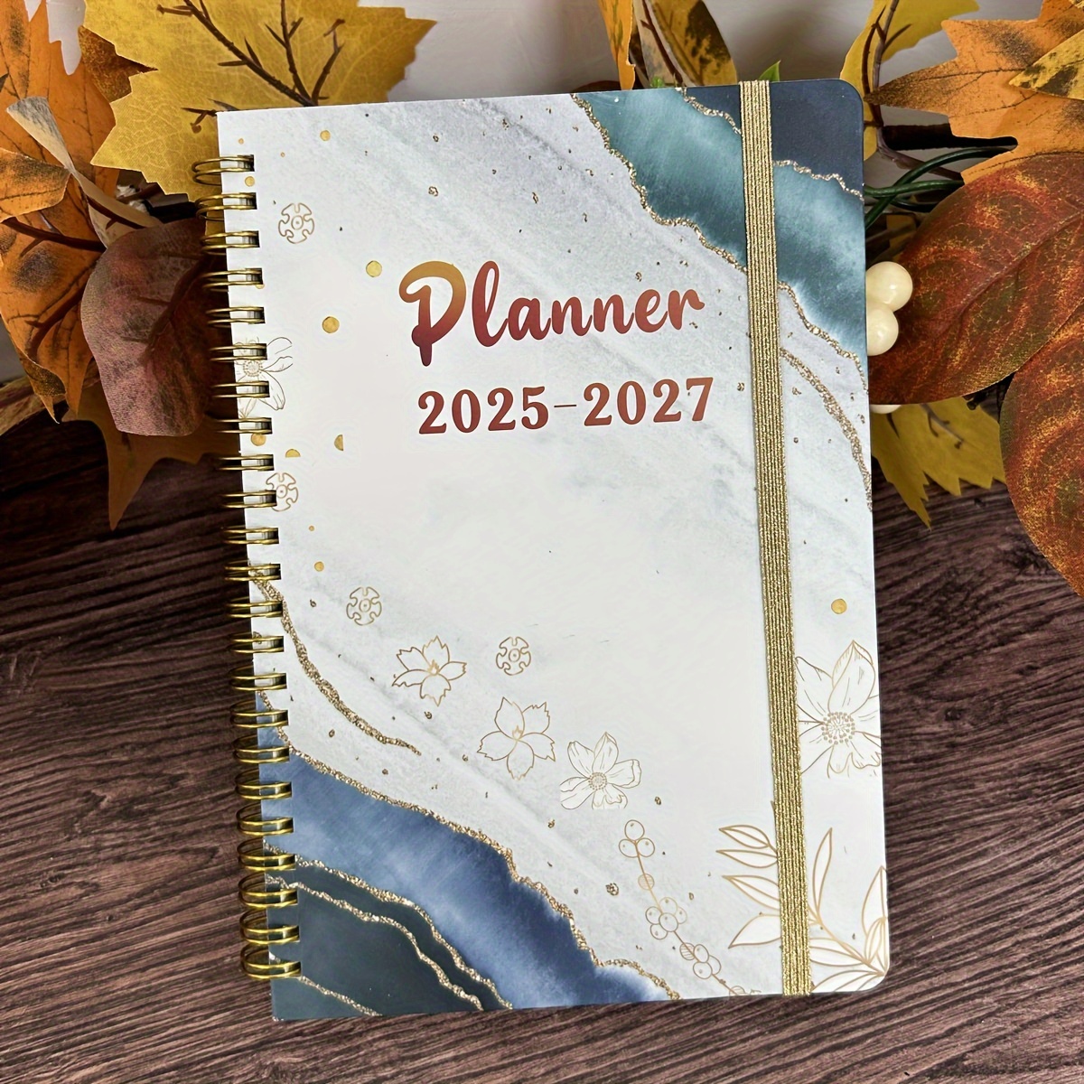 

[monthly Organizer] Elegant 2025-2027 Monthly Planner With & - Spiral-bound, 3-year Calendar, Jan. 2025 - Dec. 2027, White With Golden Accents, Monthly Calendar Planner