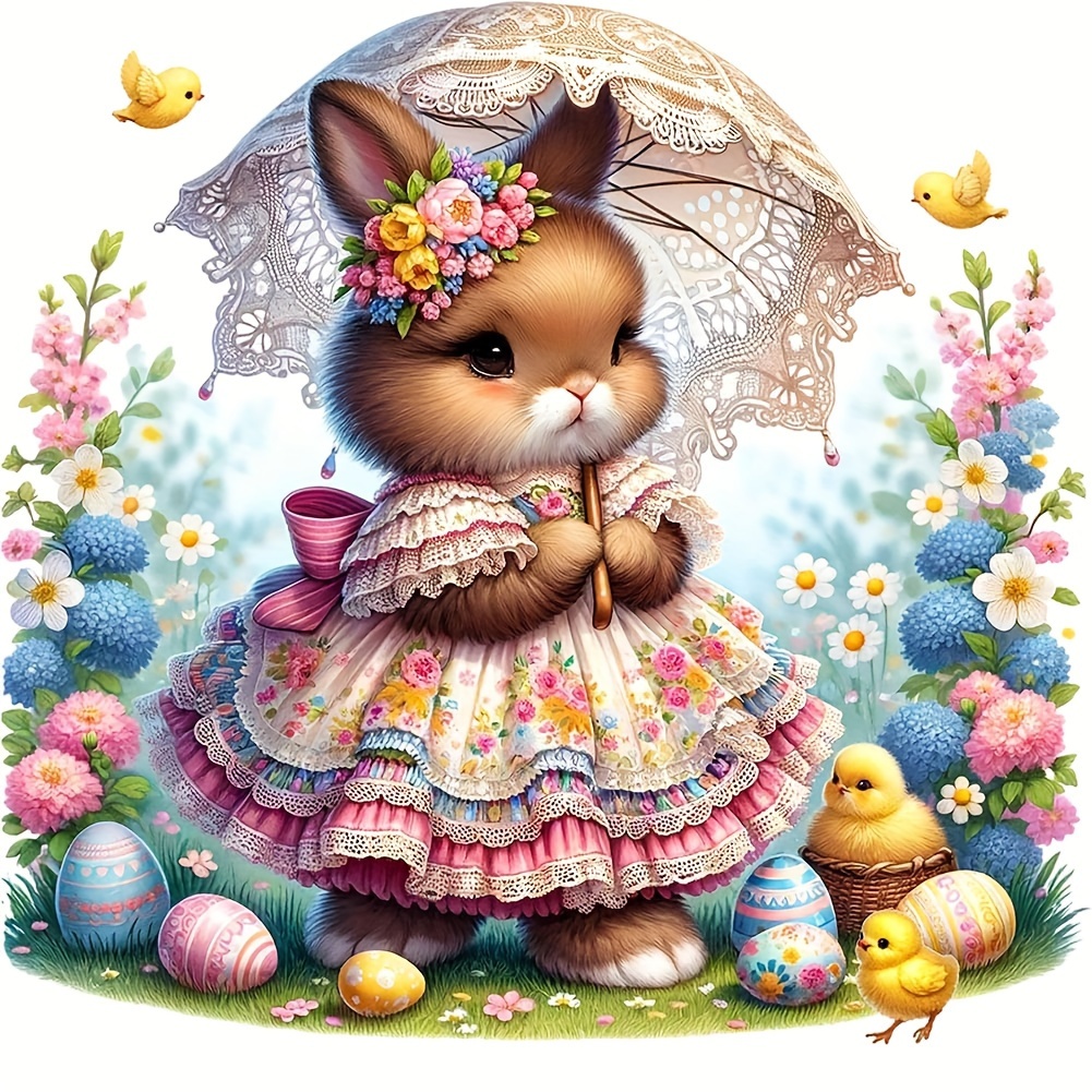 

1pc 30x30cm/11.8x11.8in Frameless Diy Easter Bunny Diamond Art Painting Kit 5d Diamond Art Set Painting With Diamond Gems, Arts And Crafts For Home Wall Decor