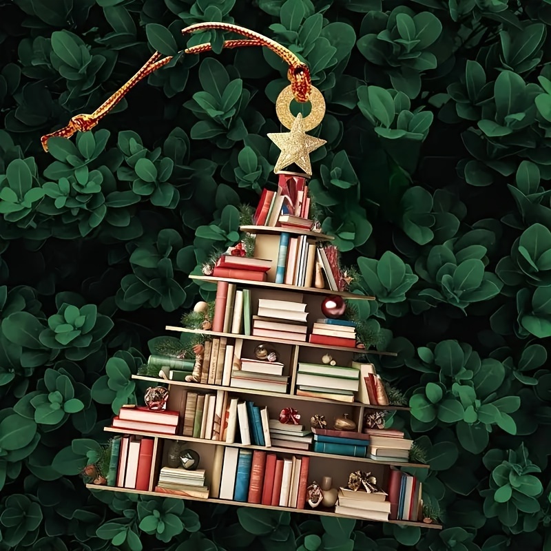 

1pc Acrylic Bookshelf Christmas Tree Ornament, Vintage Style, Holiday Hanging Decor, No Power Needed, For Home & Kitchen, Christmas, , Thanksgiving, All