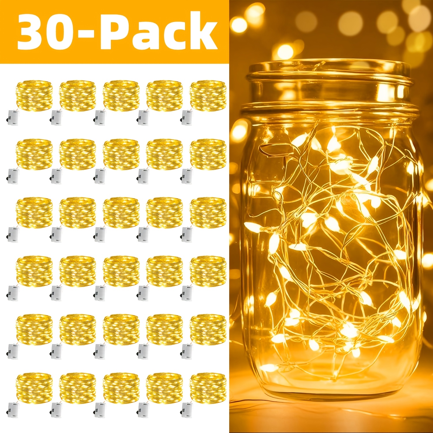 TEMU 30/100 Pack Christmas Fairy Lights, 20 Led String Lights, 3 Lighting , Silvery Wire Led Fairy String Lights For Holidays, Suitable For Flowers,