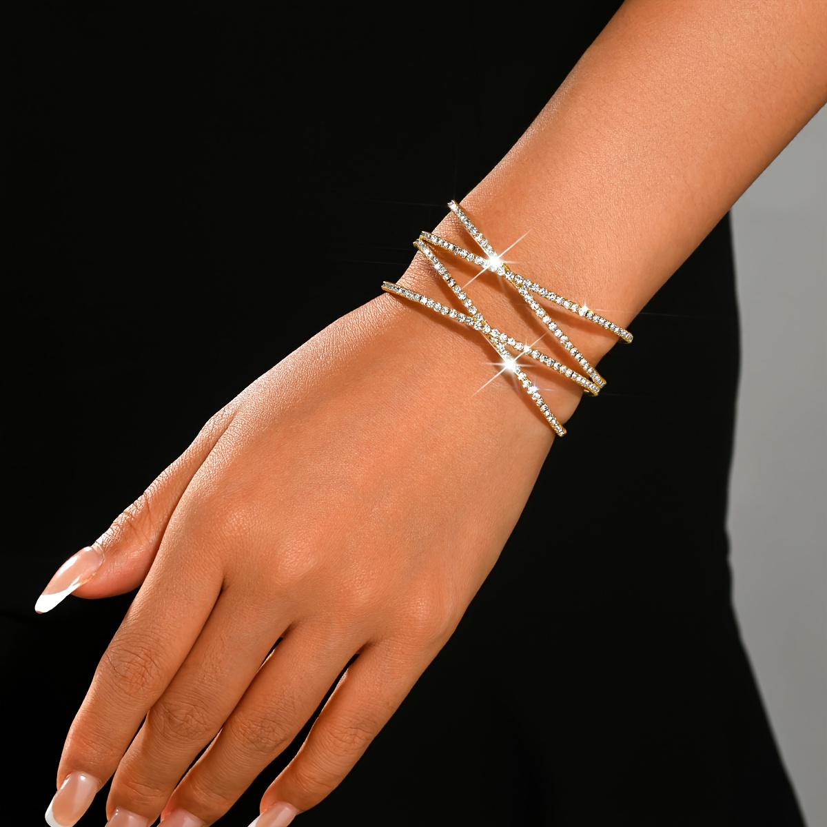 Women's Rhinestone Cross-Woven Bracelet with Birthstone