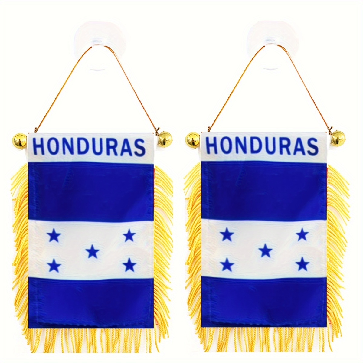 

2pcs, Honduras Window Hanging 3x4inch 8x12cm Hnd Hn Honduras Double Side Mini Flag Banner Car Rearview Mirror Decor Fringed Hanging Flag With Suction Cup