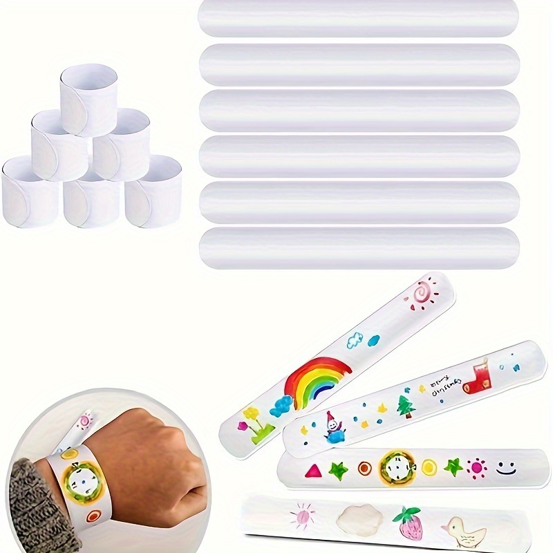 

24pcs, Slap Bracelets White,diy Slap Bands Party Favors For Birthday, Halloween, Christmas, Blank Soft Wristband School Craft Projects, Diy Painting, Corsage, Vinyl Wrapping