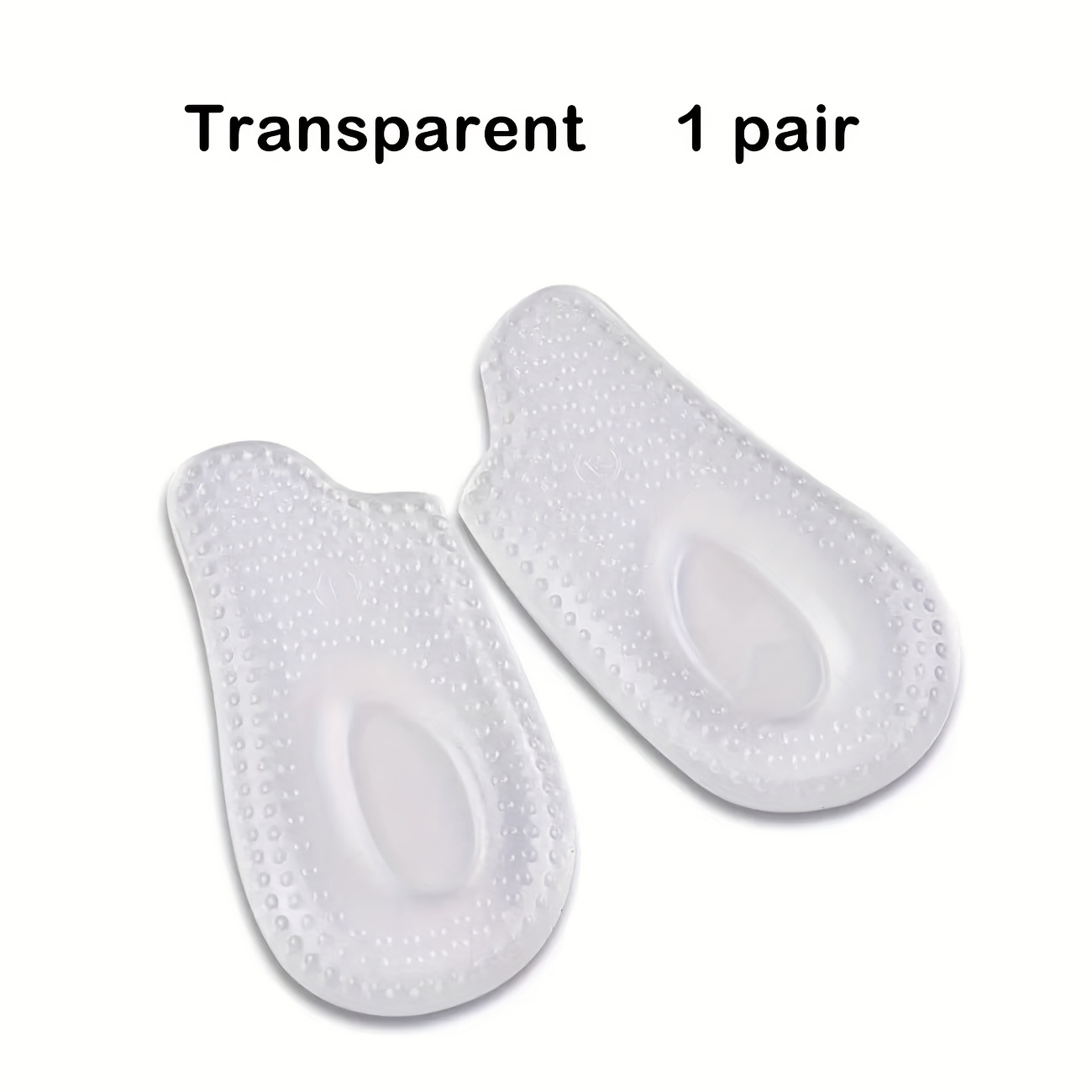 1 Pair Of Solid Color Self-adhesive Gel Heel Pads, Half Size Design, Soft And Breathable, With Massage, Shockproof, Shock-absorbing Functions, Fixed By Friction, On Feet