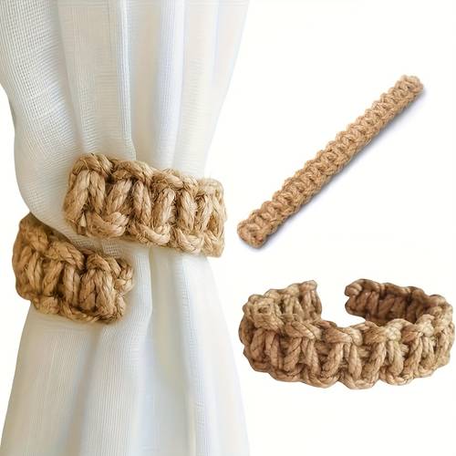 1 2 4 6pcs rope curtain tiebacks with tassels natural fiber boho window holders for bedroom living room coastal decor decorative storage contemporary home accessories handcrafted curtain ties minimalist curtain clips