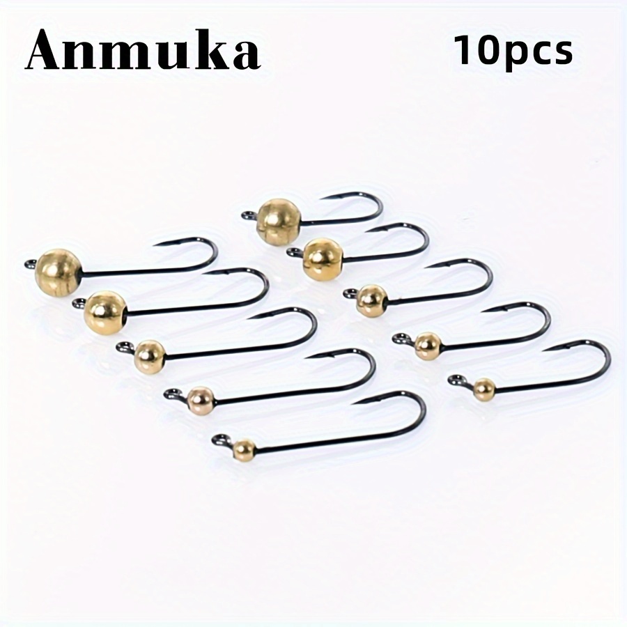 

10pcs Anmuka Premium Fishing Hooks - Sharp, , Blood Design For Bass, Trout, Perch - Carbon Steel & Copper Alloy, Ideal For Black Pit Fishing