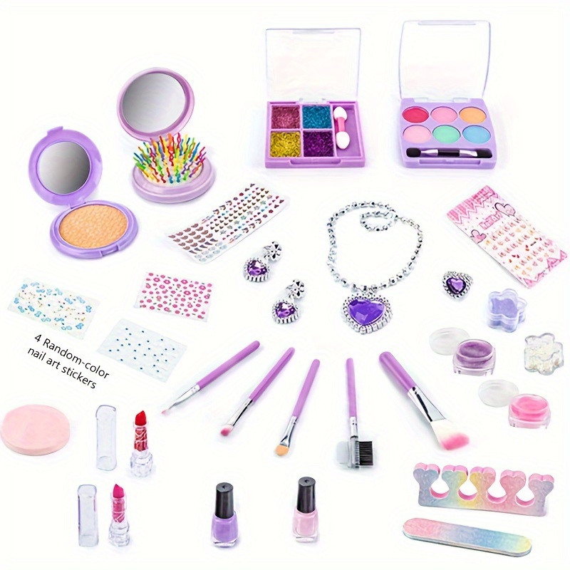 girls deluxe makeup kit with cosmetic bag non toxic washable real perfect for birthdays easter mothers day christmas gifts makeup bag makeup accessories details 2