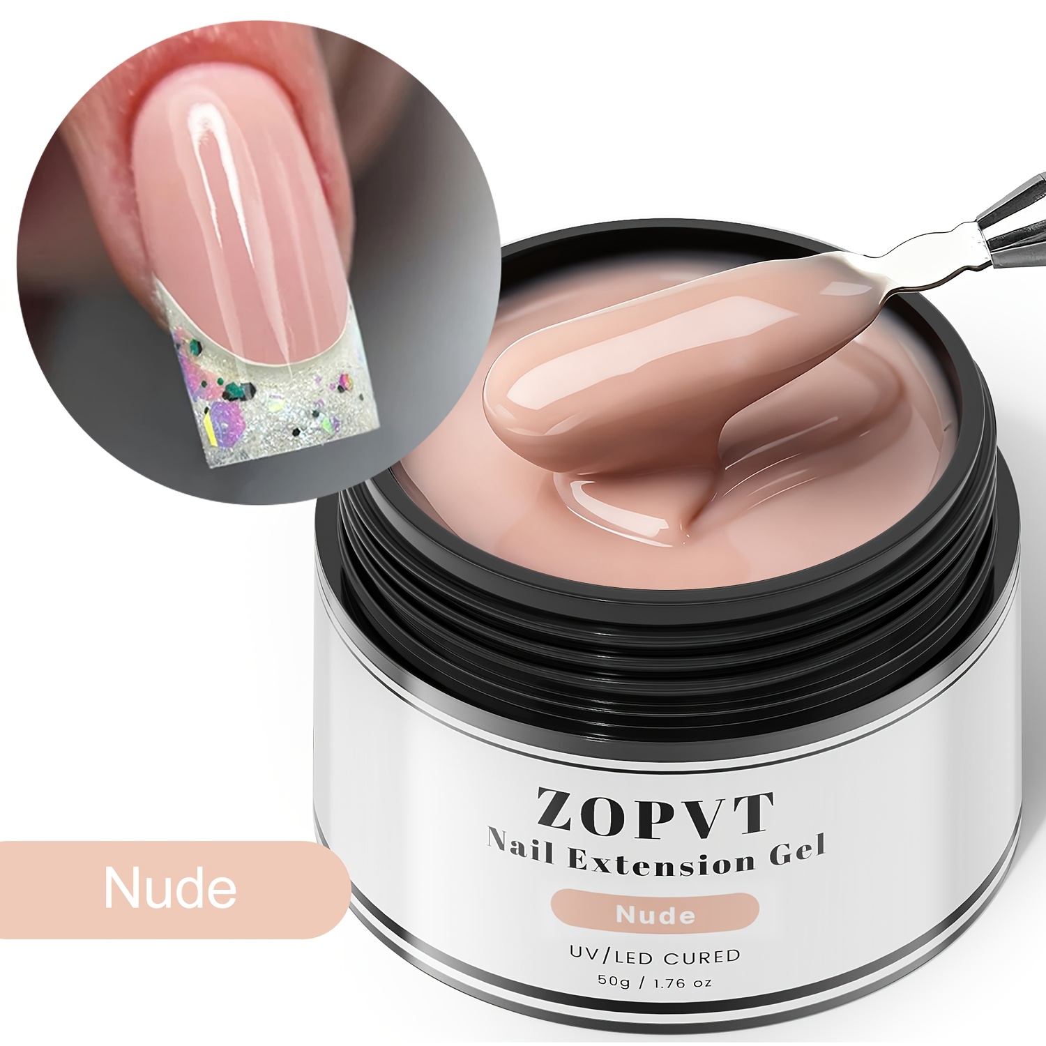 Image of Zopvt Nail Extension Gel, Pink Nude Gel Nail Extension Agent 50g, Nail /led Curing Gel, Recommended Nail Art Gift