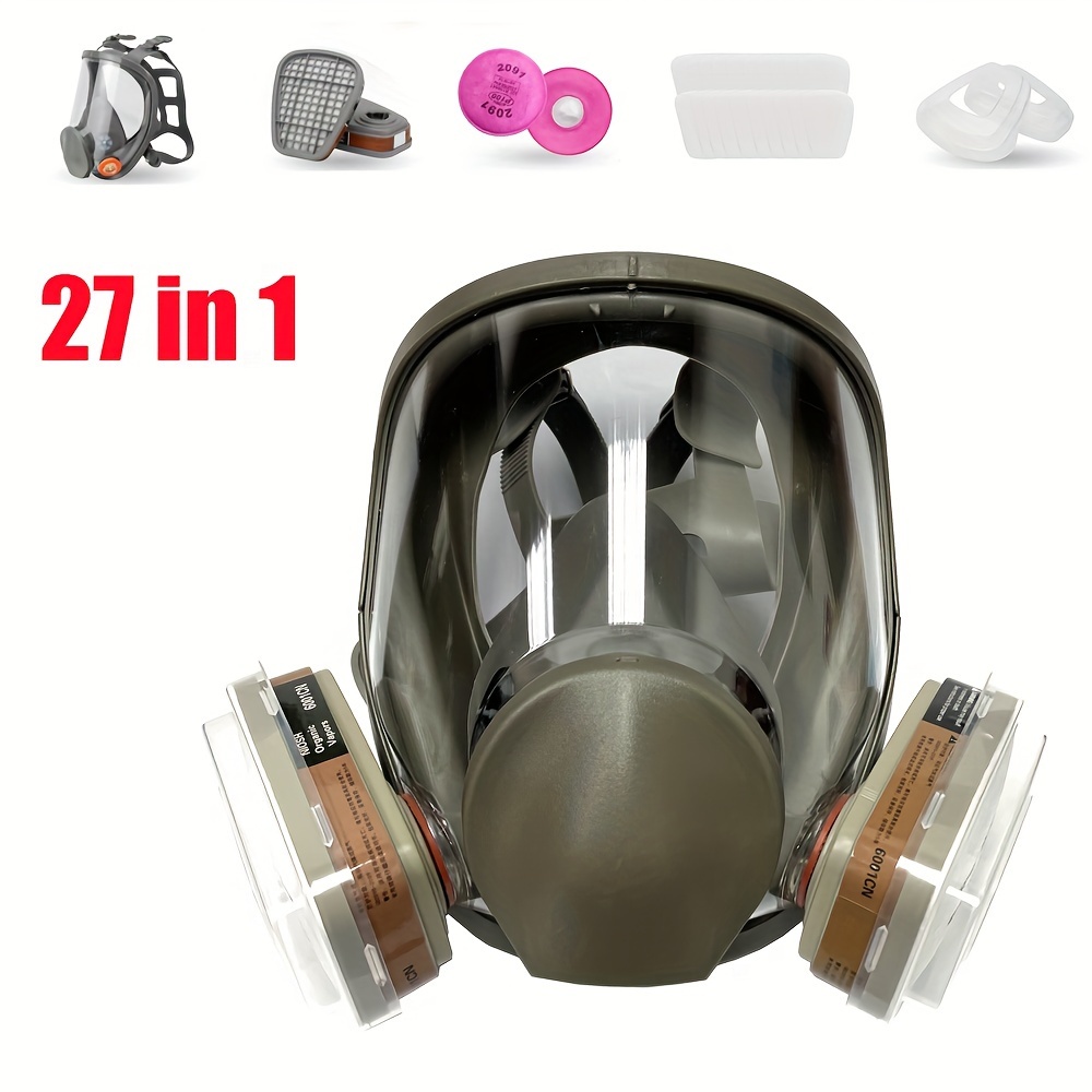 Masque à gaz complet - Masque respiratoire réutilisable 6800 avec filtre à  air 60926 pour vapeur organique, poussière, p