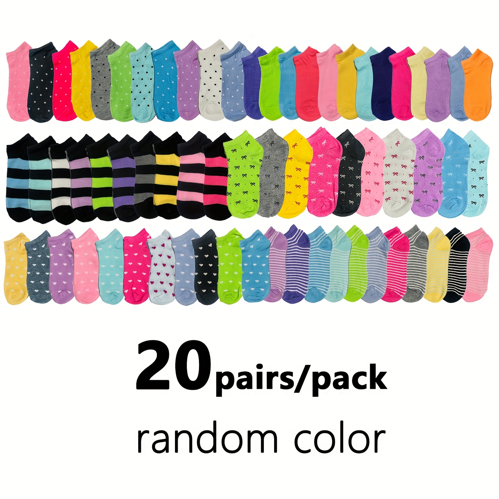 

20pairs Spring/summer/autumn Candy Colored Short Socks, Comfortable, Lightweight, Soft, Breathable Socks, Versatile Short Socks For Women's Leisure Sports
