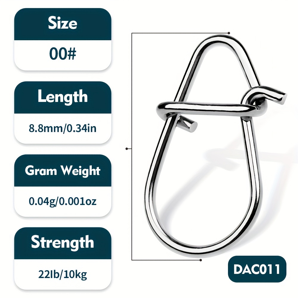30pcs Stainless Steel Fishing Snap Snap Pin Clip Additions Tackle For Swivel Lure Hook, Size:00#-4#