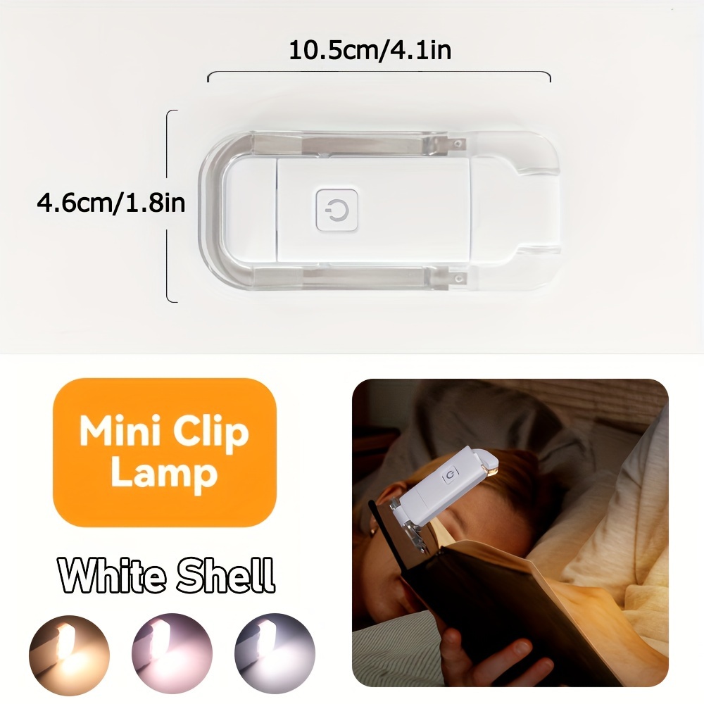 New Mini Portable Folding Reading Book Light, 3 Lighting Colors Reading Clip Night Light For Night Reading, Usb Rechargeable, 3 Adjustable Brightness, Book Clips, Easy To Store