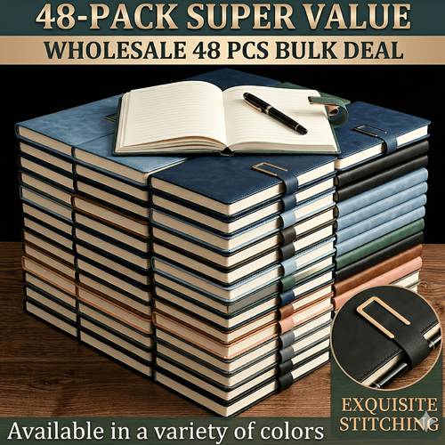 48 pack hardcover leather notebook 200 pages lined notebook 80 gsm thick durable paper bulk for business use back to school supplie corporate procurement supplie