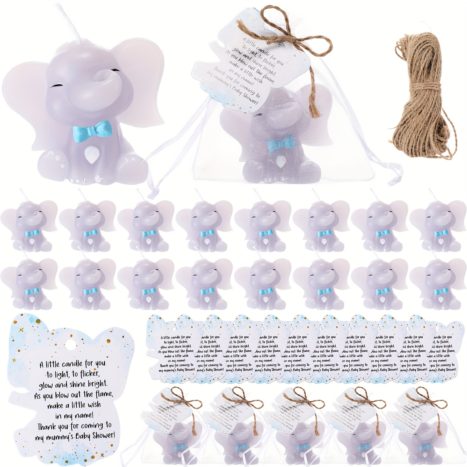 12 Elephant Pacifier Necklaces – Baby Shower “It's A Boy” Game Prizes & Favors