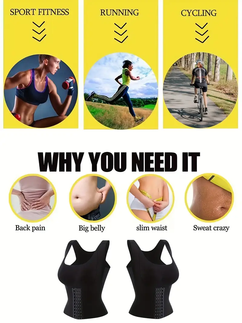 3 in 1 waist trainer compression vest for women breathable slimming shapewear sports tank top with wide scoop neck and cross straps lightweight black 3