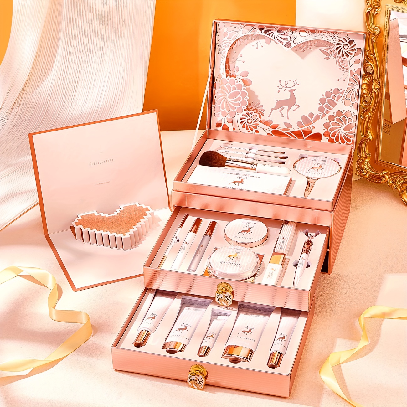 20pcs true gift set nude ivory bb cream concealer 9 color eyeshadow palette liquid eyeliner pen dual ended brow pencil mascara makeup brushes 4 prep serum hand lip balm sleep mask with hd greeting card details 8