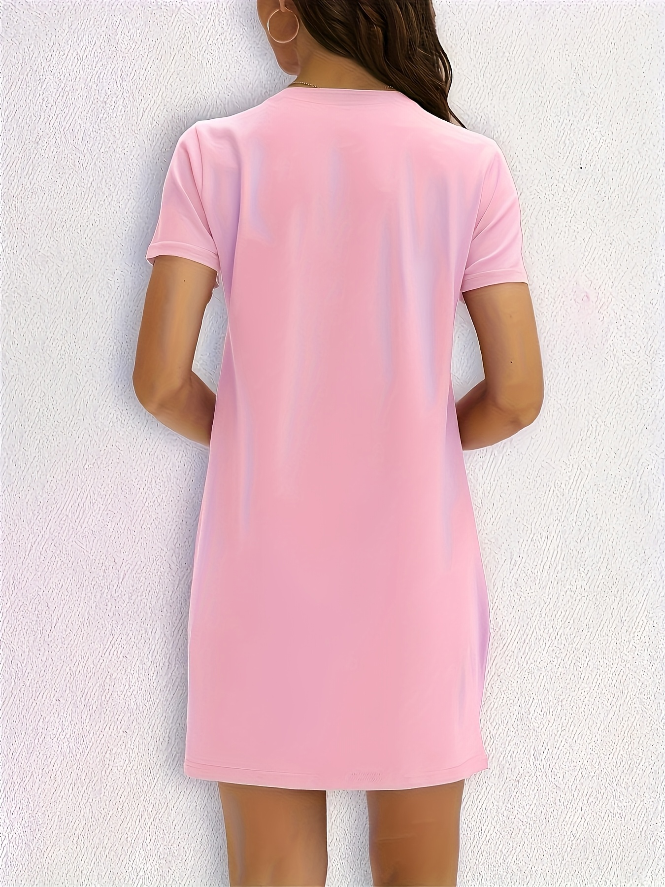 womens stylish pink t shirt dress heart crew - Temu Oman