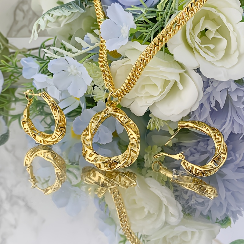 Geometric Jewelry Set - Earrings, Necklace & Pendant