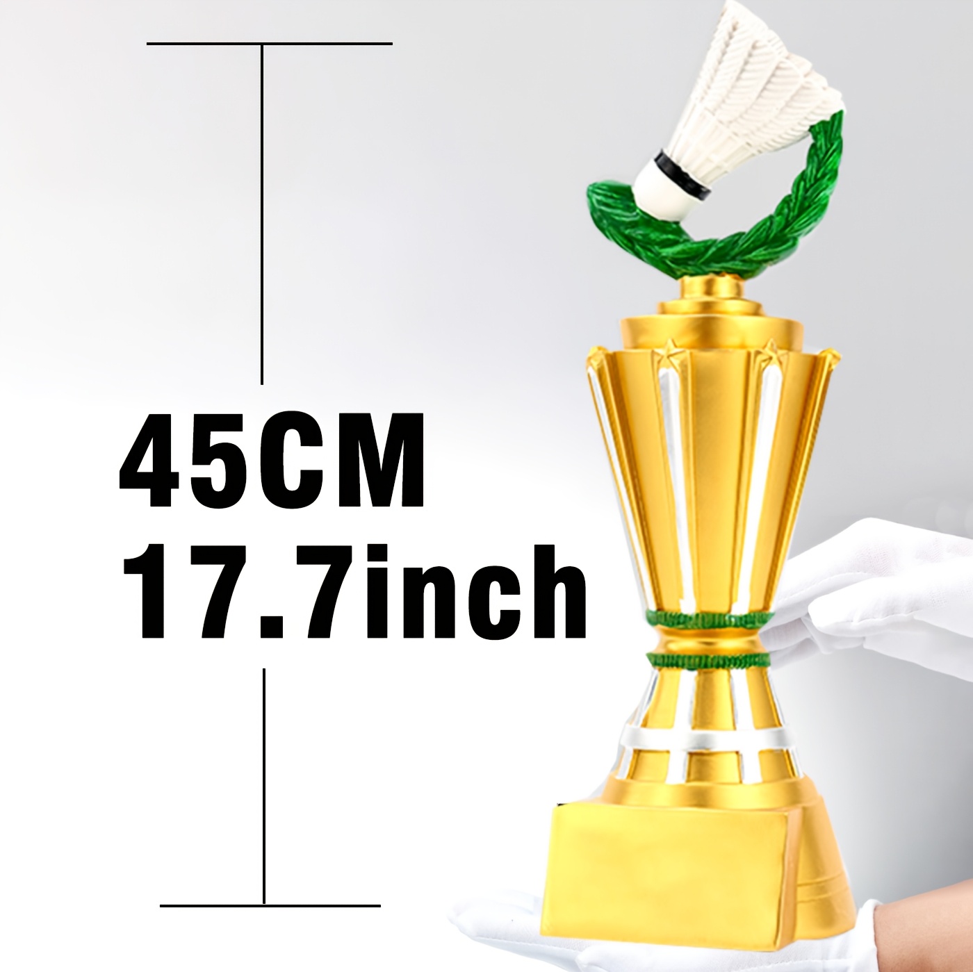 1pc Custom 17.72inch Height Resin Badminton Volleyball Trophy Souvenirs Ornaments, Creative Large Size Soccer Basketball Golf Sports Awards Deco Gifts