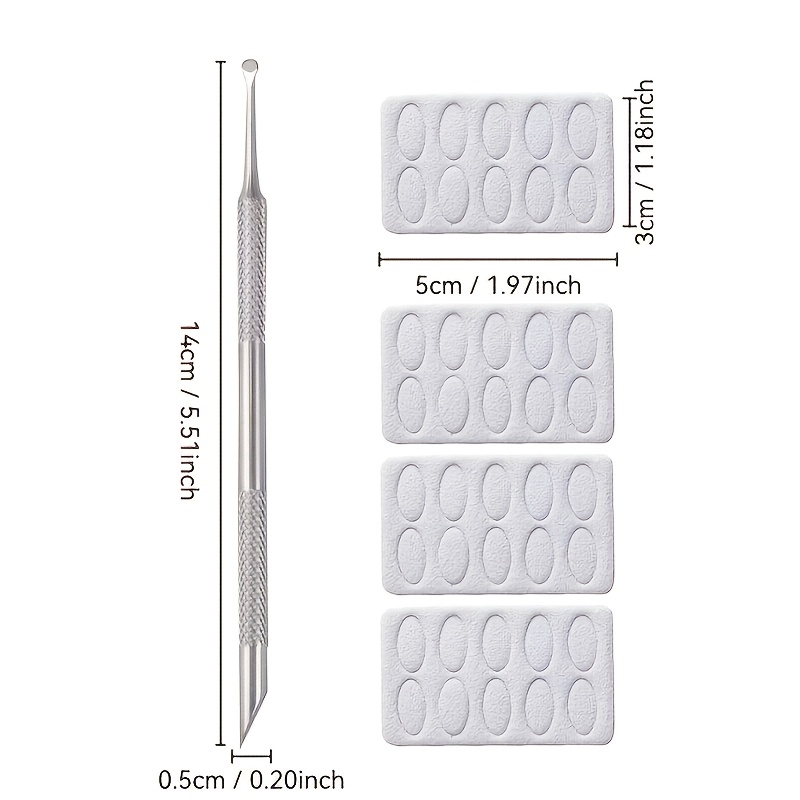 Image of -style Double-headed Cuticle Remover Tool Stainless Steel Pusher + 40 Sanding Discs Set Beveled Manicure Front Circle Nail Salon Special