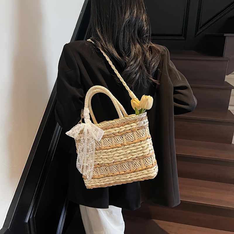 elegant summer woven beach tote bag detachable shoulder Temu Ireland