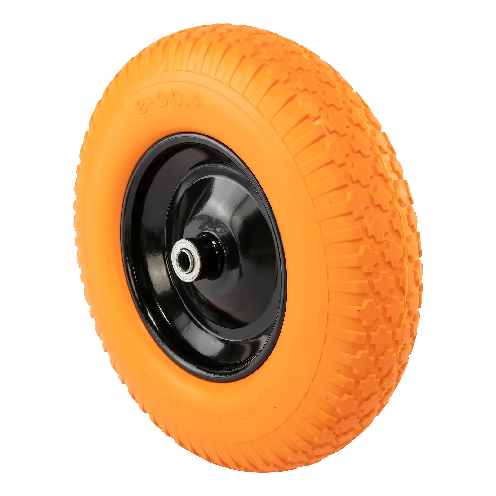 TEMU 16-inch Wheelbarrow Tires, 10-ply Low Rolling Resistance Solid Tires, Black , With 5/8 & 3/4 Inch Bearings, 3-6 Inch Center , For Universal Fit, Lawn Mowers & Garden Trailers