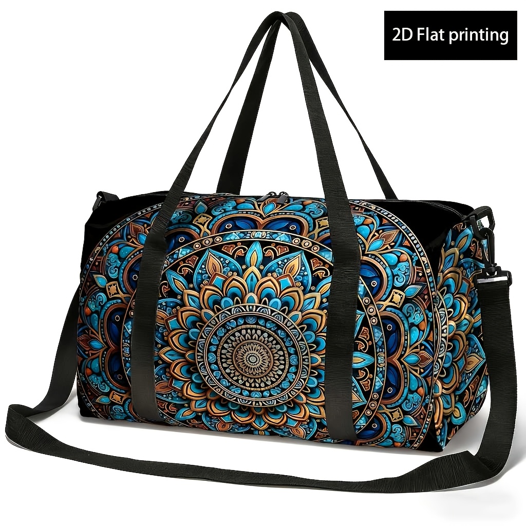 TEMU Printed Design â Not Textured, Mandala Print Travel Bag, Trendy Women's Patterned Shoulder Bag, Travel Organizer, Tote Bag, Gym/yoga Bag, Beach