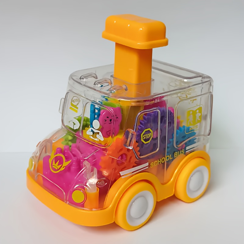 Transparent Cartoon Gear Toy Car, Educational Pull Back Model