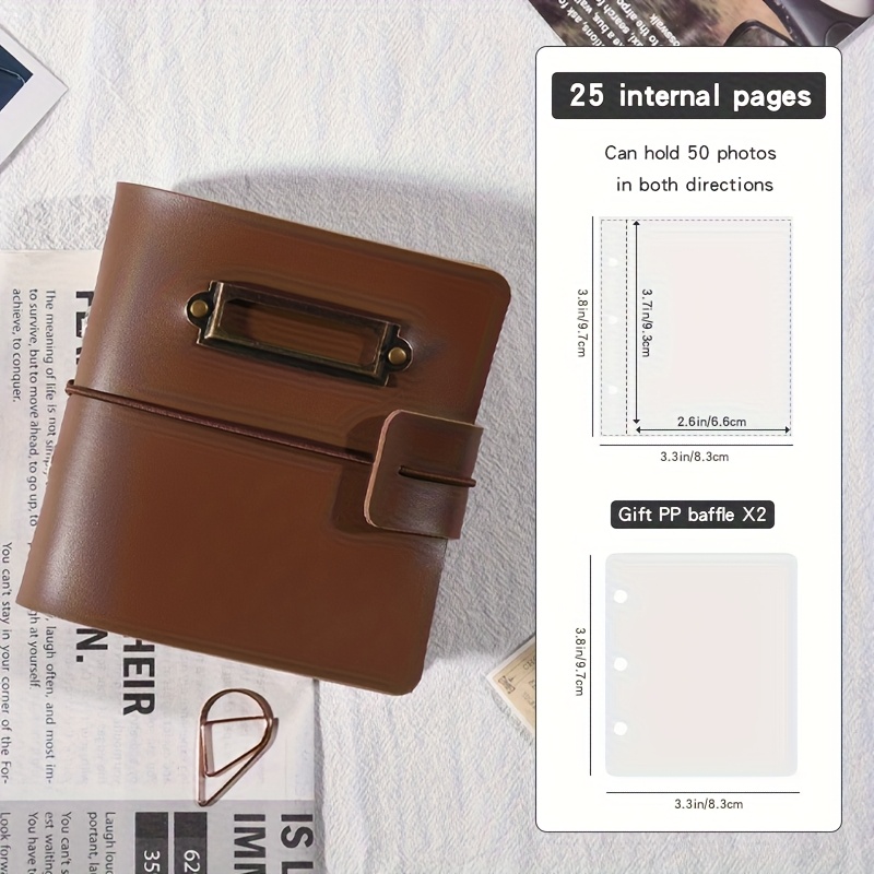 E-shop -Zoll Mini-Fotoalbum im Taschenstil mit PU-Leder- Kunstleder-Einsatz, Mini-Sofortbildkamera-Fotoalbum, tragbares Fotoalbum, Loseblatt-Fotoalbum