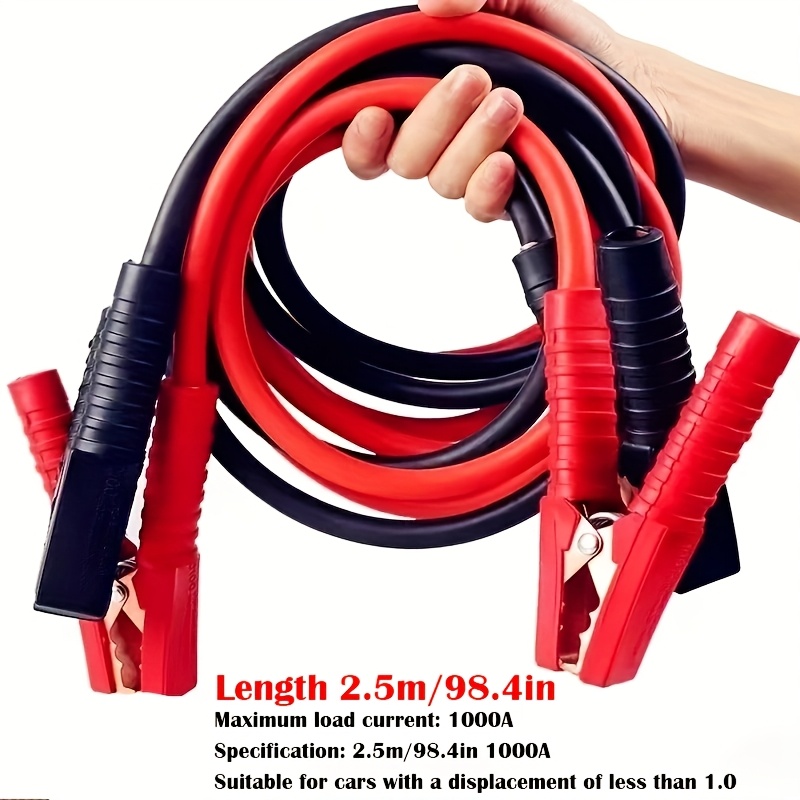 TEMU 1pc Thickened Battery Connection Cable - Heavy-duty Grounding With Clamp - Durable And Corrosion- For Car Battery Connection