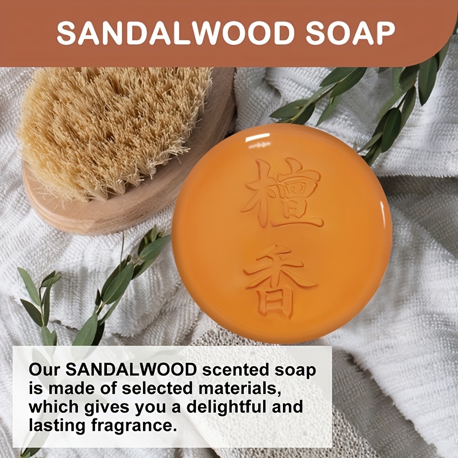 100g sandalwood soap, natural handmade soap, long-lasting fragrance, moisturizing, oil controlling, refreshing, essential for travel, suitable for all Light Beige types