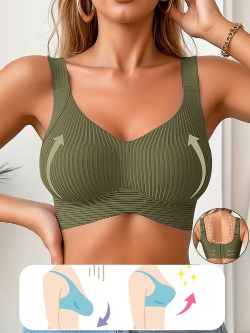 1pc womens plus size push up bra with breathable fabric adjustable thin straps wireless seamless and removable padding sports bra with gathering and chest support breathable quick dry fabric in multiple colors provides firm lif