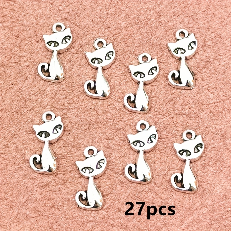 TEMU 27pcs Gothic Style Little Evil Cat Charm Pendant, Jewelry Accessories, Handmade Making Bracelet, Necklace, Earring Accessories 9*17mm