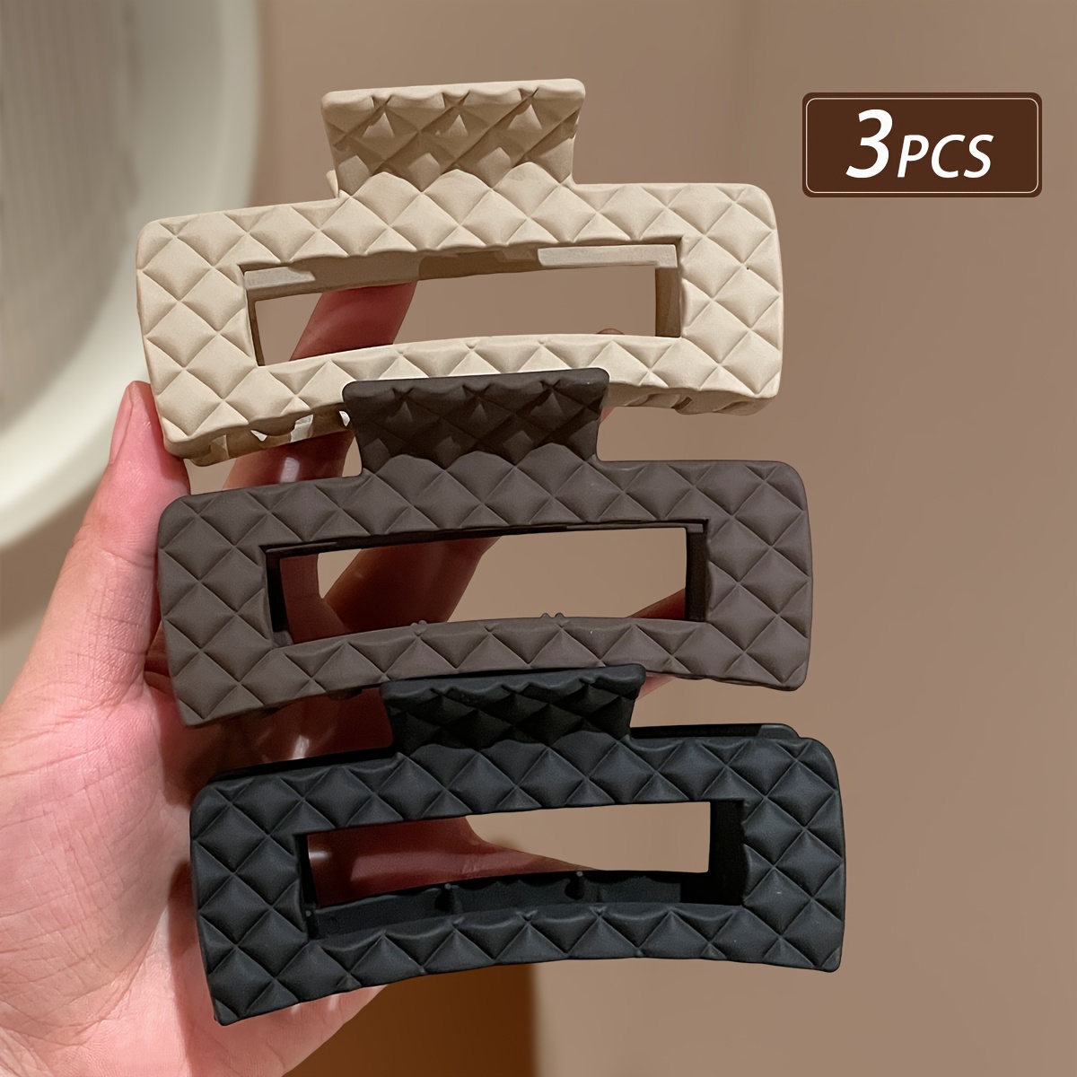 3pcs Premium Diamond Embossed Hair Clips Set