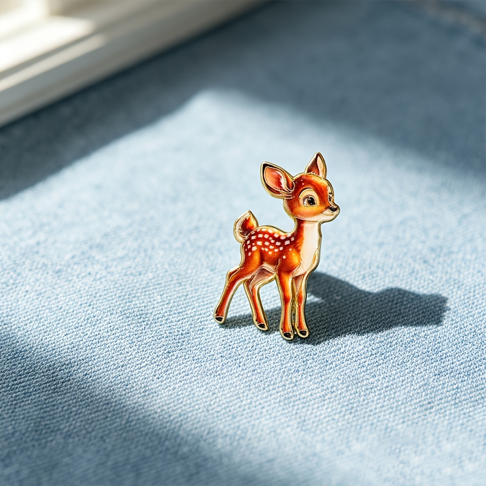 TEMU 1pc Solevdo Enamel Lapel Pin, Novelty Cute Spotted Fawn Deer Metal Brooch, Forest Wildlife For Animal Fashion Pin For Men And Women, Lapel Pin