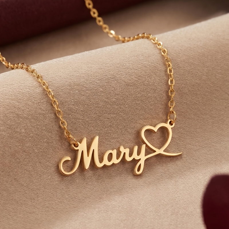 TEMU [love Tail Customization] 1pc Custom 304l Stainless Steel Name Necklace, Niche Exquisite Low-allergy Long- Clavicle Chain, Customize Any English