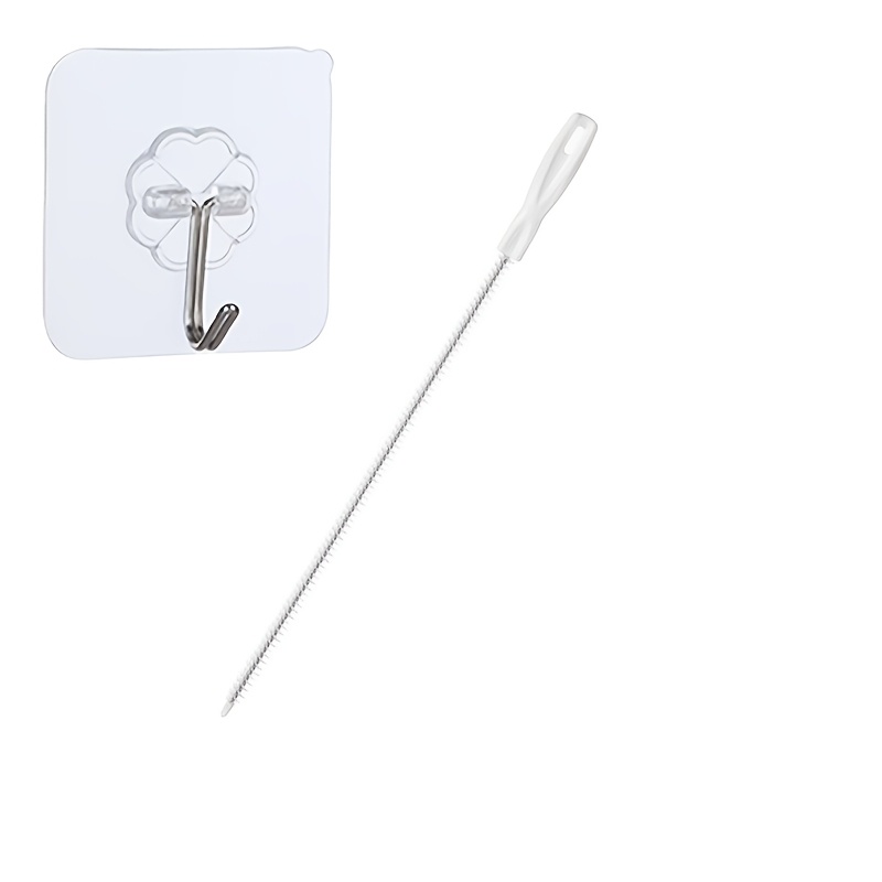 TEMU 2pcs Set: 1 Sink Drain Brush + 1 Hook - Flexible Sink Drain Pipe Cleaning Brush, Manual Metal/plastic Soft-bristle Tool, No Power Required,