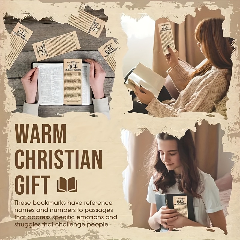 [励志 经文书签] 50张棕色纸质 经文书签 - 适用于教会与主日学用品的励志紧急联系号码，宗教礼品 商品详情 4