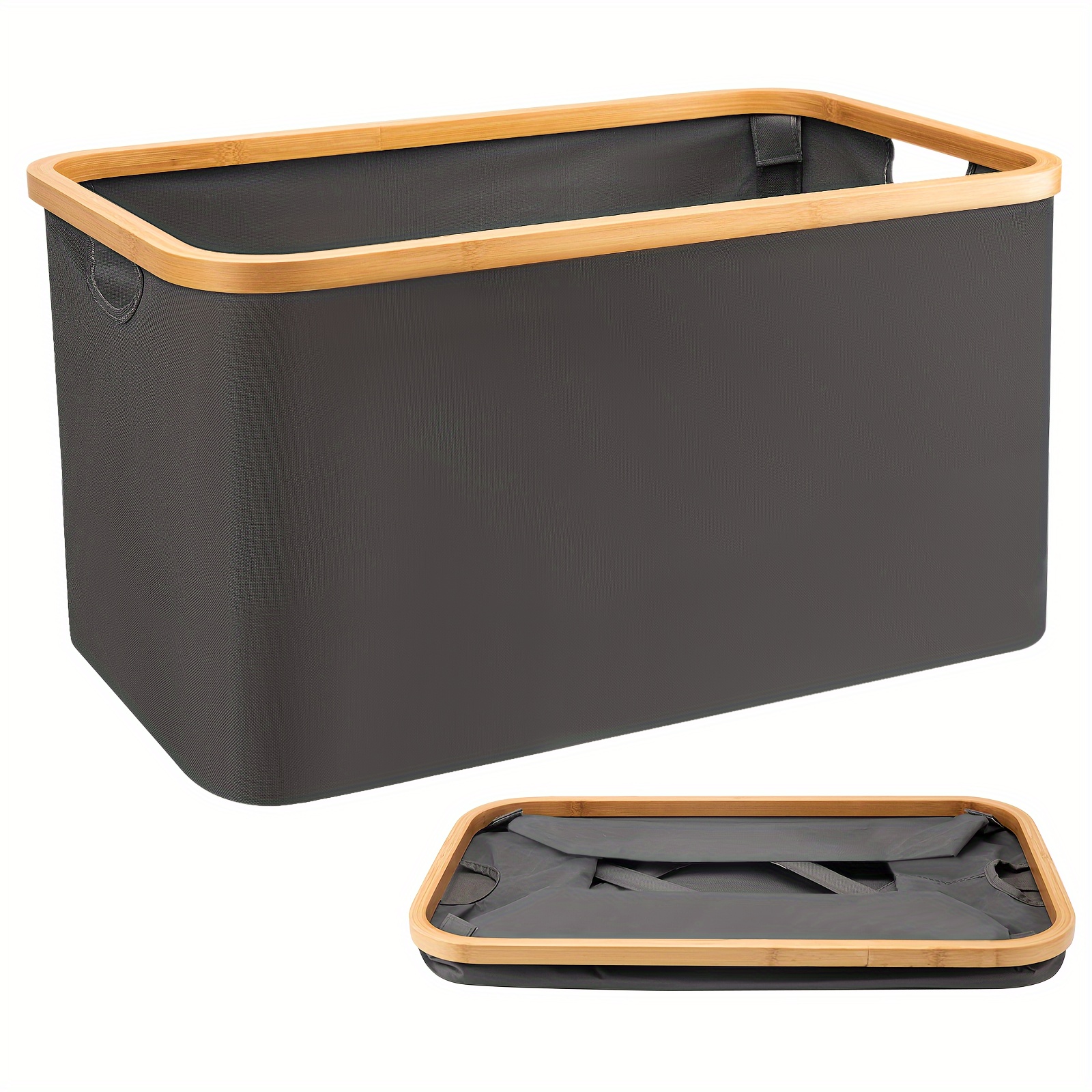 

A Single Laundry Basket With A Capacity Of 50 , For Parties, Folded And Has A Handle. A Flat, Portable Storage Basket Suitable For Bedrooms And Bathrooms, Laundry Baskets