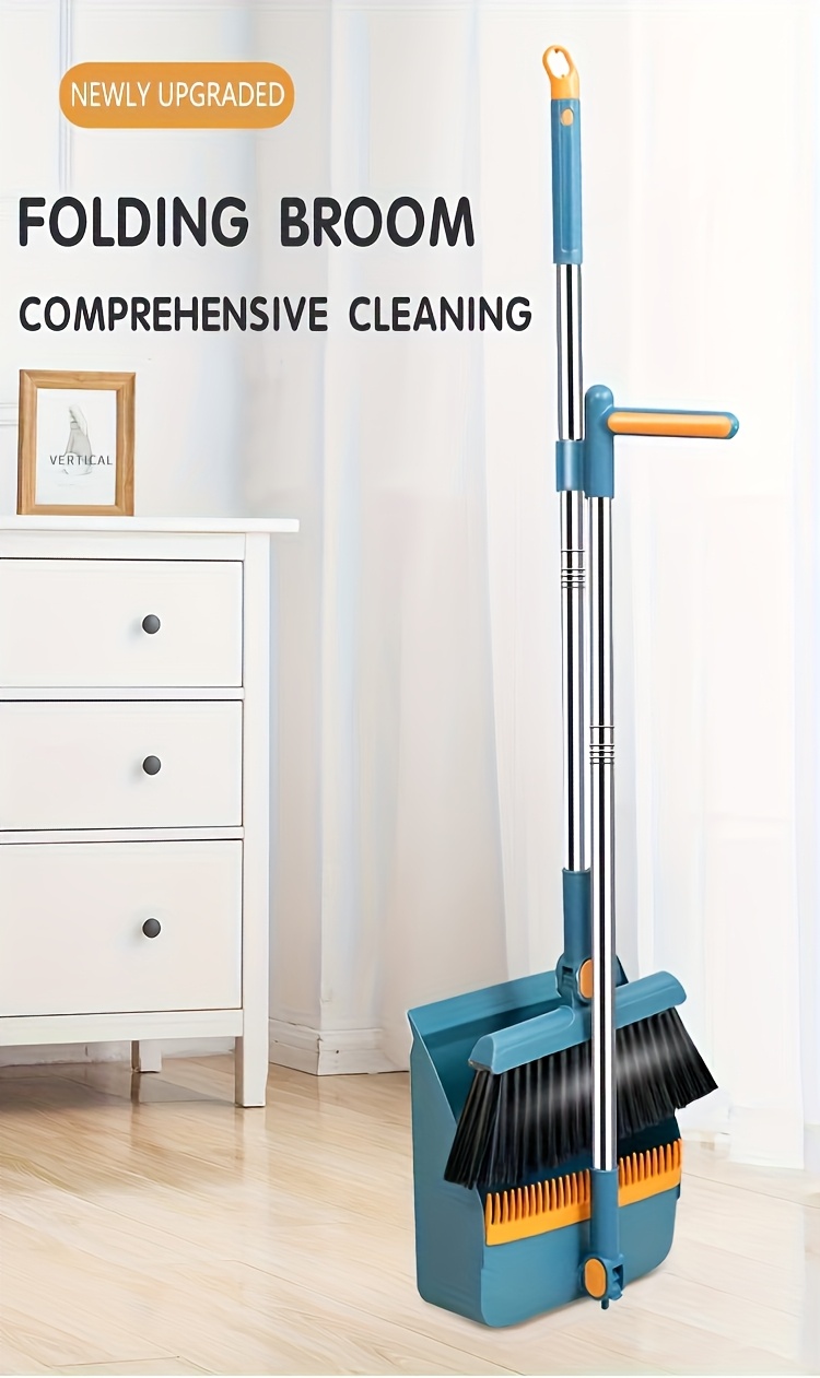 2 in 1 long handle broom and dustpan set suitable for home office indoor outdoor sweeping upright broom and dustpan bathroom and kitchen cleaning supplies Product details 1