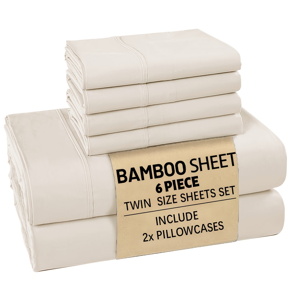 TEMU 4/6pcs Luxury Cooling Sheets Bamboo Bed Sheets Set Queen King Twin Full-2000tc Ultra Soft Children Sheet & Pillowcase Sets - Deep Pockets Up To