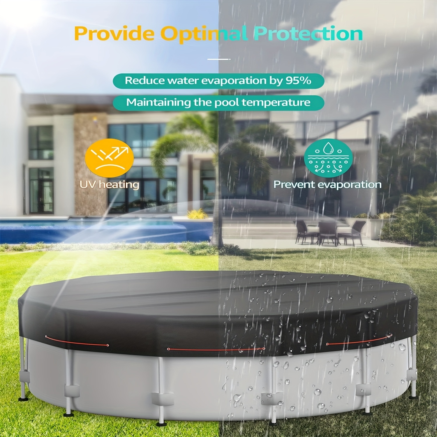 Black Round Oxford Cloth Pool Cover Ground Pool Cover Dust - Temu