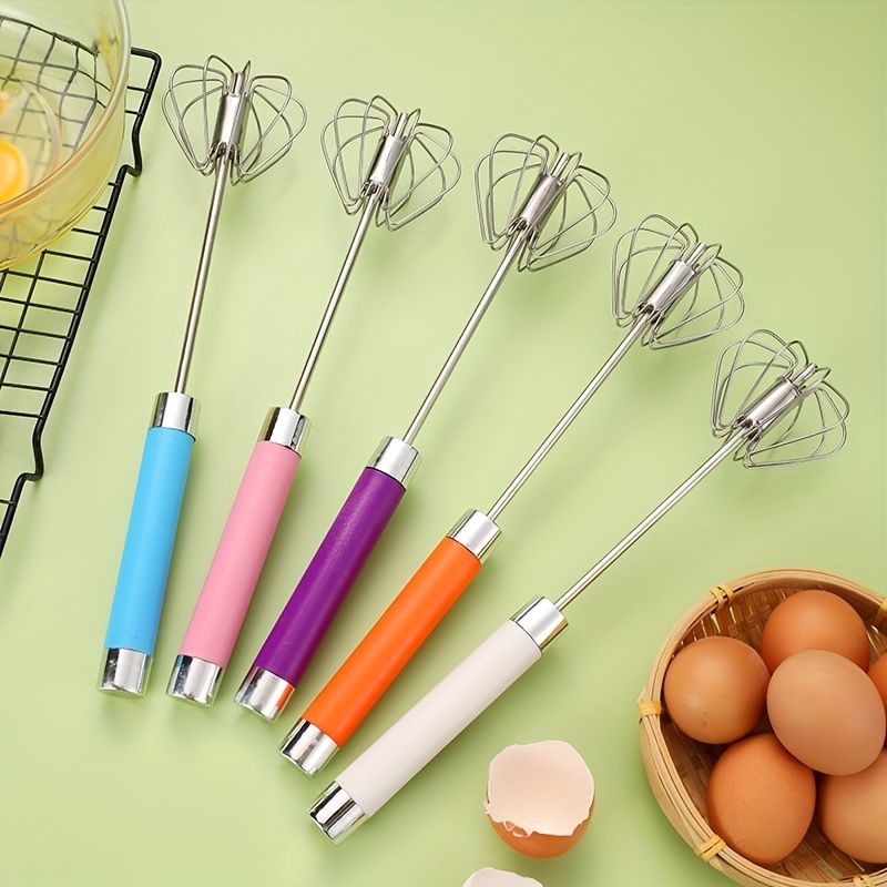 

Stainless Steel Semi-automatic Egg Whisk - Hand Push For Easy Whisking, Beating & Stirring - Essential Kitchen Gadget