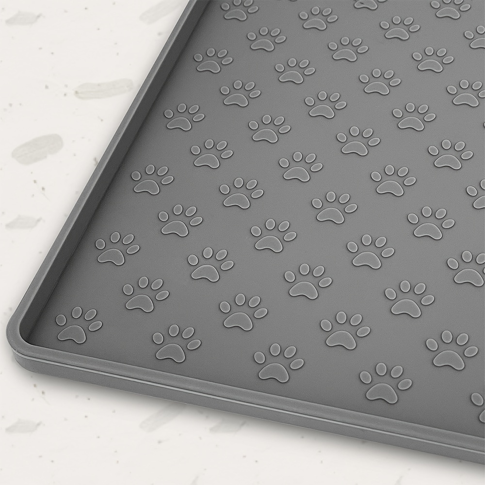

Ptlom Non-slip Silicone Pet Feeding Mat, Grey, 60x40cm, Multiple Paw Print Design, Waterproof And Durable, Easy To Clean Food Pad For Dogs And Cats