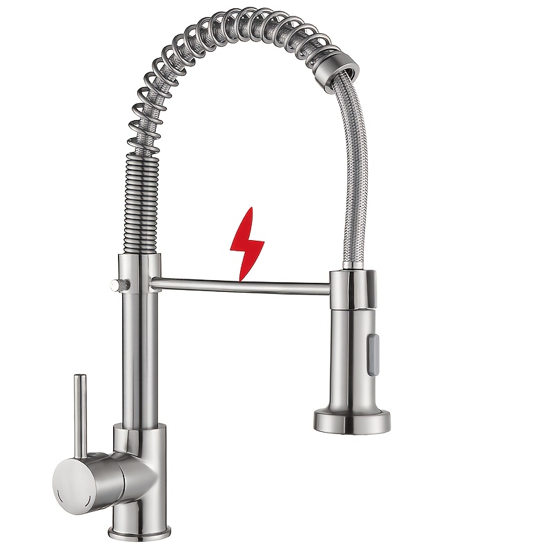 Image of Low-pressure Kitchen Single-lever Mixer Tap For Kitchen Sink Dish Rinser Spring Shower Mixer Tap Kitchen Sink Mixer Tap 3 Connections, Matte Black, Brushed Nickel