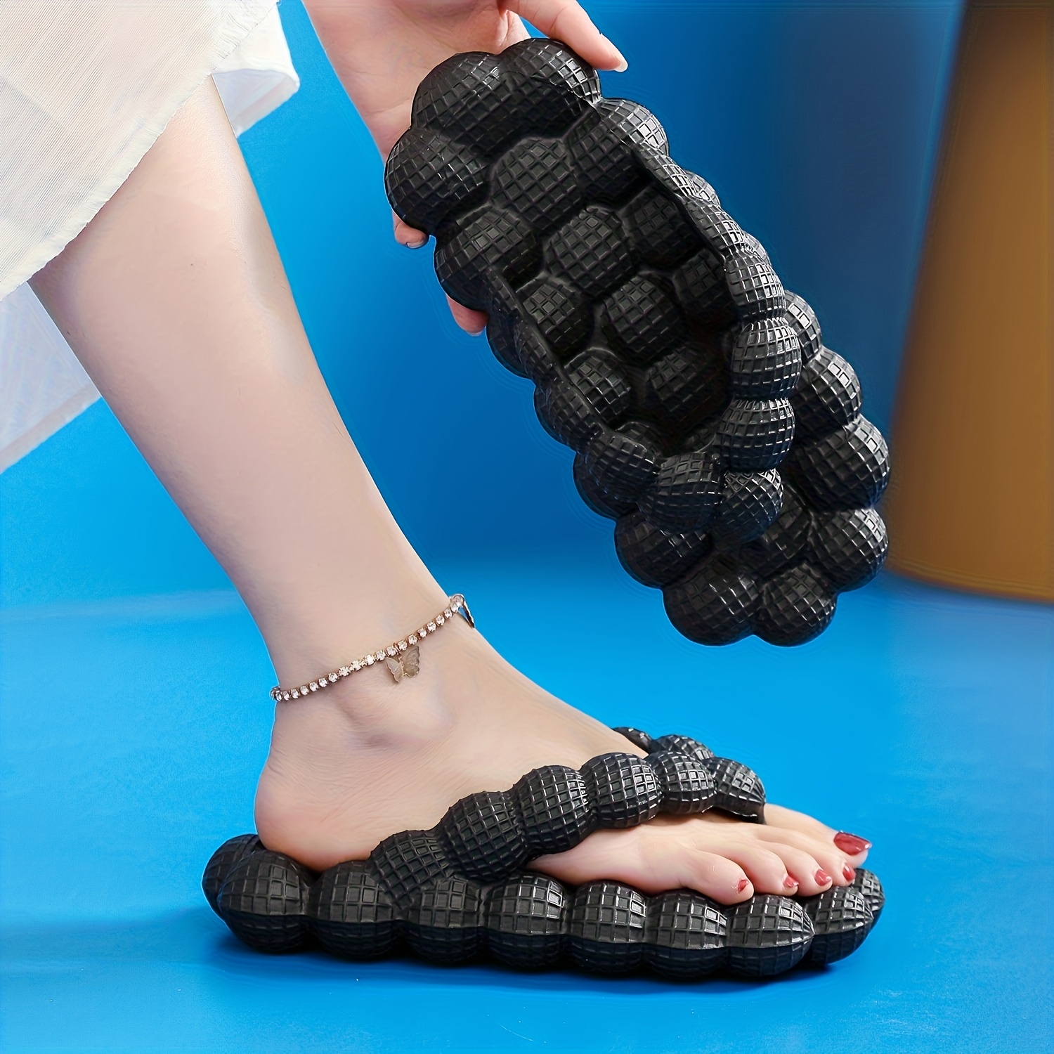 Bathroom Slippers With Flip Flops With Drainage Holes Women's