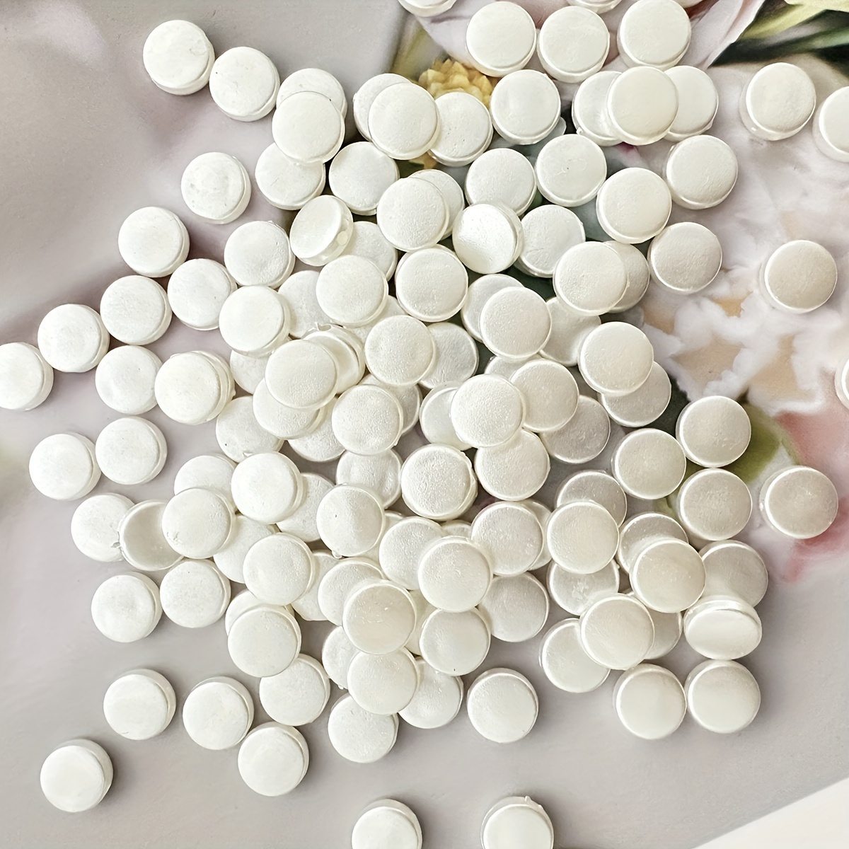 100pcs Flat Round Beads Trendy Jewelry Additions Bead Abs Cream Spacer Pearls