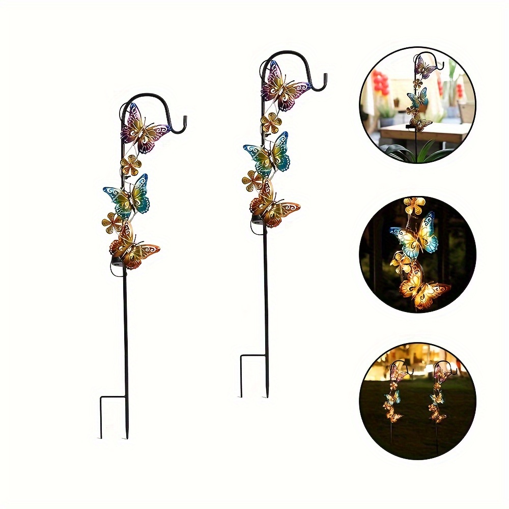

1 Set With Solar Lamp String Iron Shepherd Hook, Garden Garden Landscape Lighting, Can Be Used To Hang A Variety Of Bird Feeders, Flowers