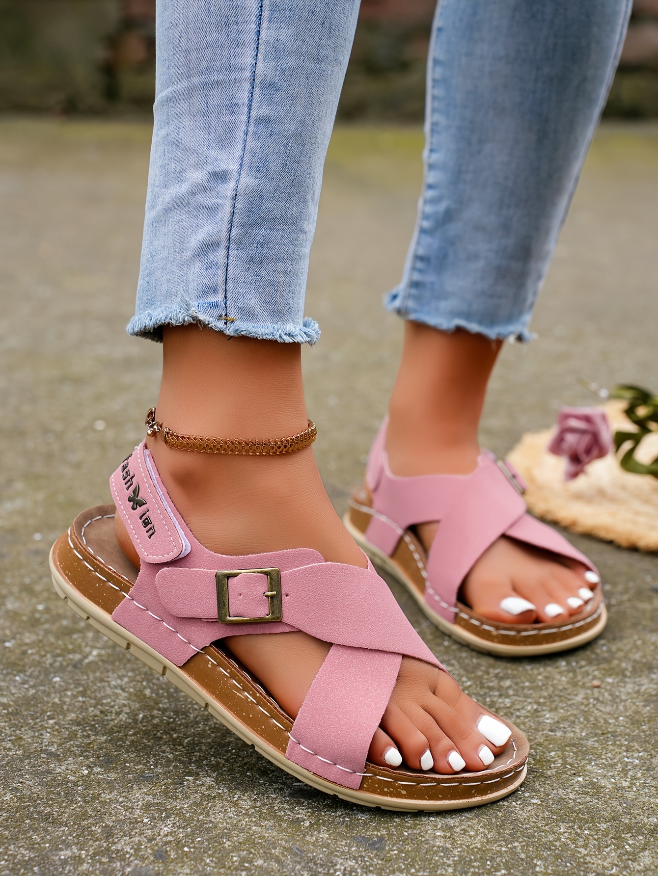 2023 new cross band flat sandals for   for summer exposing toes fairy like roman shoes for students details 14
